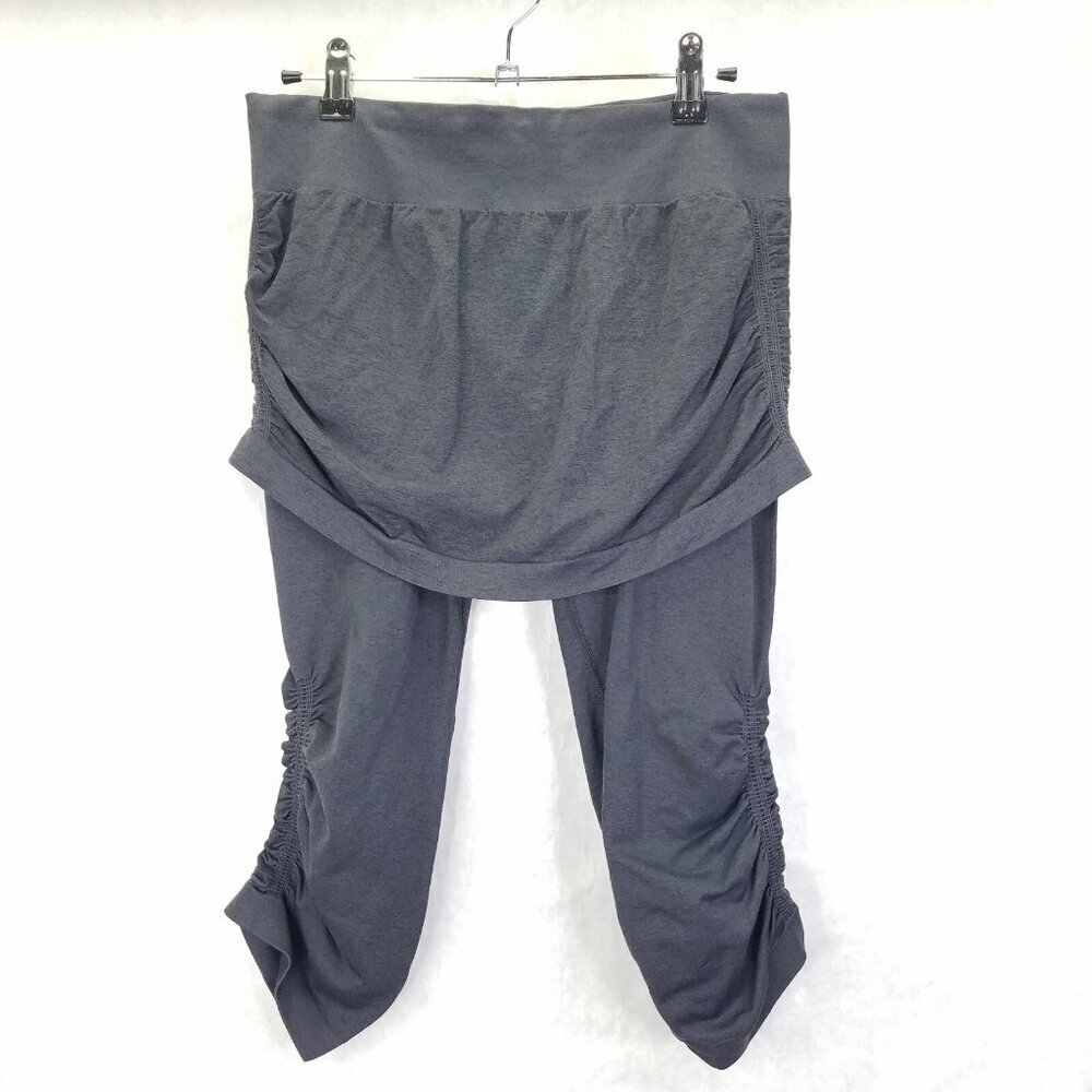 Athleta Seamless Skirts Got Legs Medium Capri Leggings Ruched Sides Grey #426614